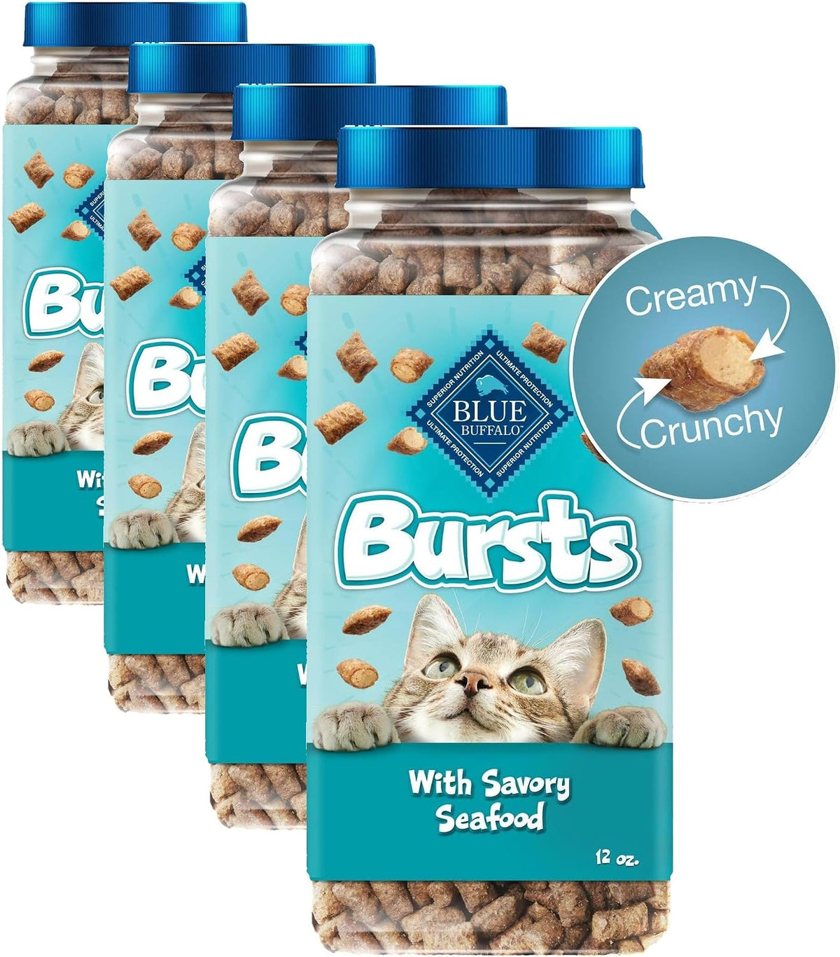Blue Buffalo Bursts Paw-Lickin' Chicken Crunchy & Creamy Cat Treats, Great for Training, Made with Real Chicken Natural Cat Treats Enhanced with Vitamins, Minerals & Other Nutrients, Tub 12 oz. - Image 14