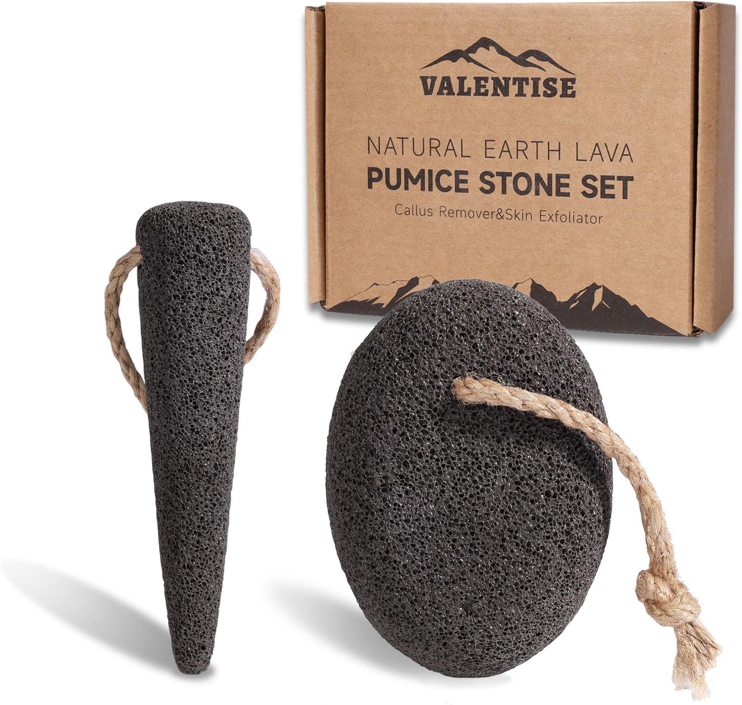 Valentise natural volcanic pumice stone set of two in packaging