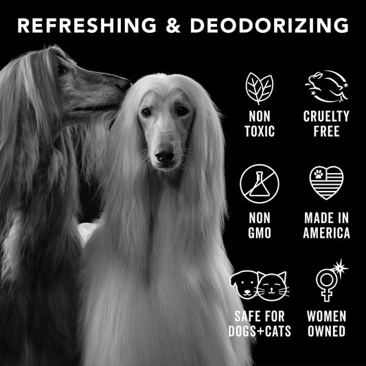 Pride and Groom pet deodorizer bottle label details