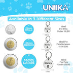 EDSG silver customized pet collar accessory with clear dual sided text engraving.