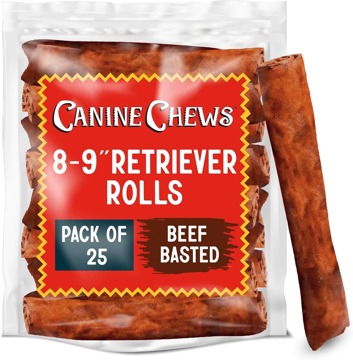 Canine Chews long lasting retriever roll treats top view close up