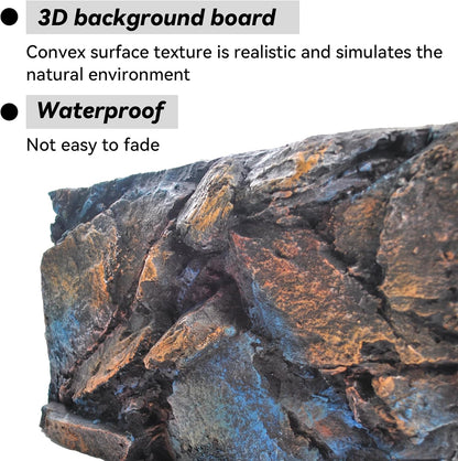 Natural stone look terrarium background panel side view displaying product thickness.