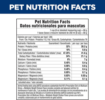 Hill's Prescription Diet c/d Multicare Stress + Metabolic Weight Dry Cat Food, Chicken, 6.35 lb. Bag - Image 12