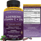 Viva Naturals Elderberry with Vitamin C and Zinc for Adults - 5 in 1 Sambucus Black Elderberry Capsules with Vitamin D3 5000 IU Immunity Supplement, Sambucus Elderberry Immune Support Supplement - Image 10