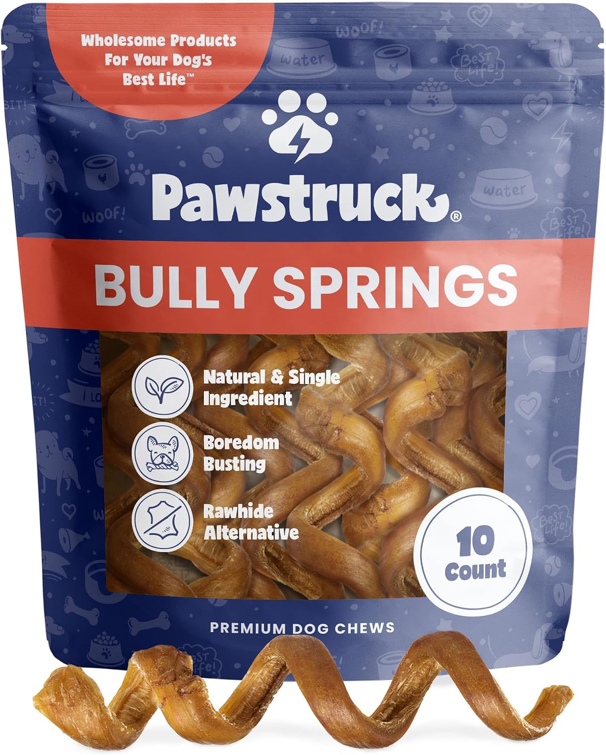 Pawstruck All-Natural 6" Bully Stick Springs for Dogs - Fun, Challenging, Rawhide-Free, 100% Beef, Single Ingredient Chew Bones - Fully Digestible, Low Odor - 3 Pack - Packaging May Vary - Image 13