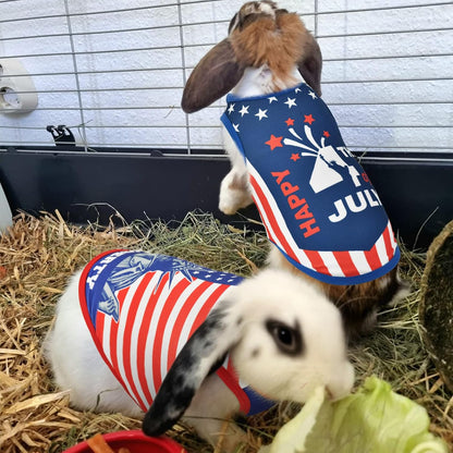 Vehomy USA flag small pet costume outfit cotton fabric close up showing stretchy material.