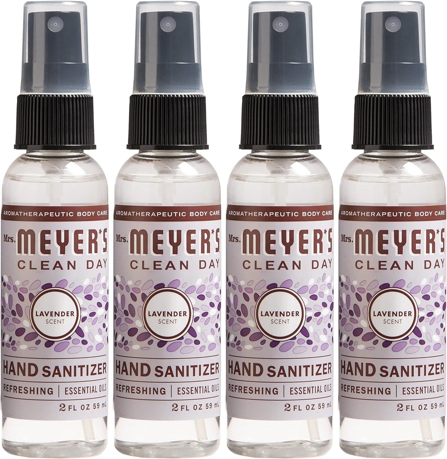MRS. MEYER'S CLEAN DAY Antibacterial Hand Sanitizer Spray, Travel Size, Removes 99.9% of Bacteria, Lavender, 2 oz - Pack of 4 - Image 1