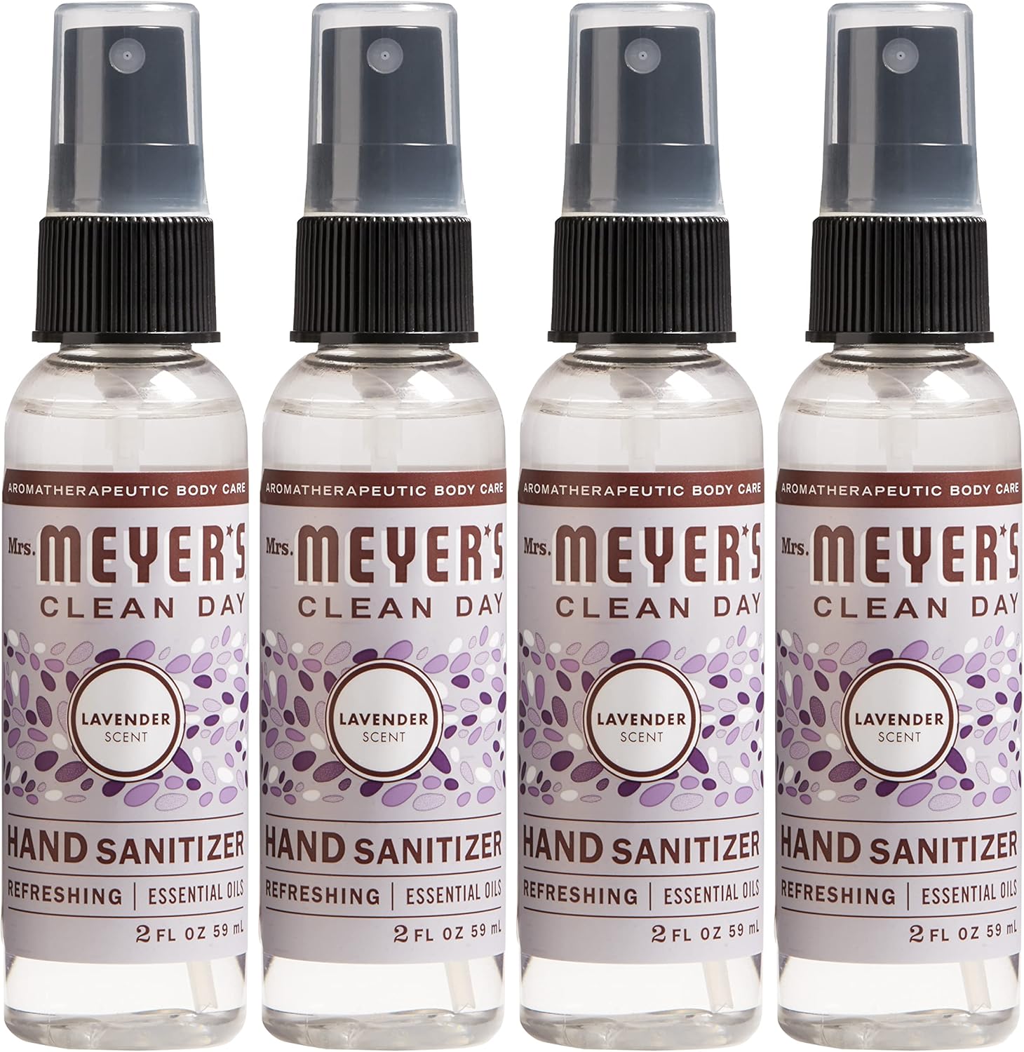 MRS. MEYER'S CLEAN DAY Antibacterial Hand Sanitizer Spray, Travel Size, Removes 99.9% of Bacteria, Lavender, 2 oz - Pack of 4 - Image 1