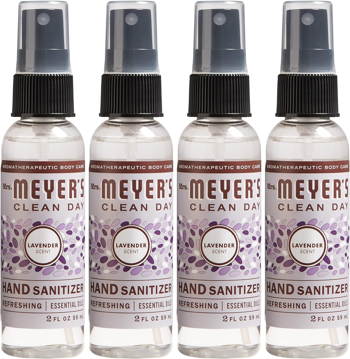MRS. MEYER'S CLEAN DAY Antibacterial Hand Sanitizer Spray, Travel Size, Removes 99.9% of Bacteria, Lavender, 2 oz - Pack of 4 - Image 1