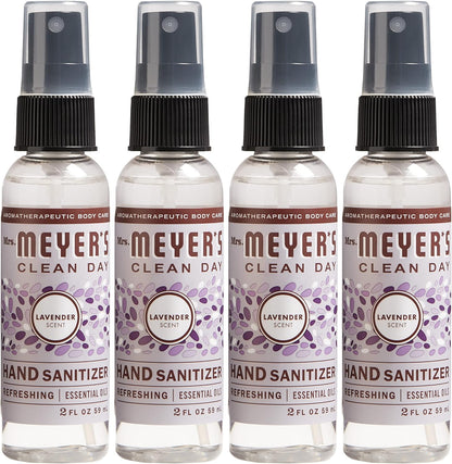 MRS. MEYER'S CLEAN DAY Antibacterial Hand Sanitizer Spray, Travel Size, Removes 99.9% of Bacteria, Lavender, 2 oz - Pack of 4 - Image 1
