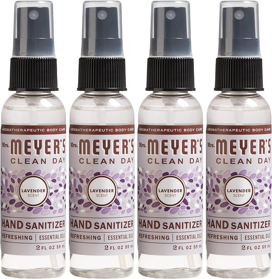 MRS. MEYER'S CLEAN DAY Antibacterial Hand Sanitizer Spray, Travel Size, Removes 99.9% of Bacteria, Lavender, 2 oz - Pack of 4 - Image 1