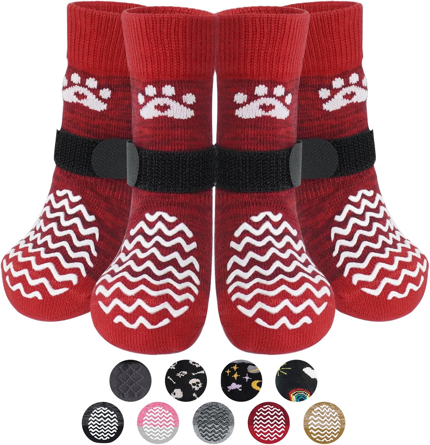 PUPTECK Anti Slip Dog Socks with Double Grippers for Hardwood Floors, Shoes for Hot/Cold Pavement, Boots & Paws Protectors to Prevent Licking, Traction Booties for Senior Small Large Dogs - Image 15