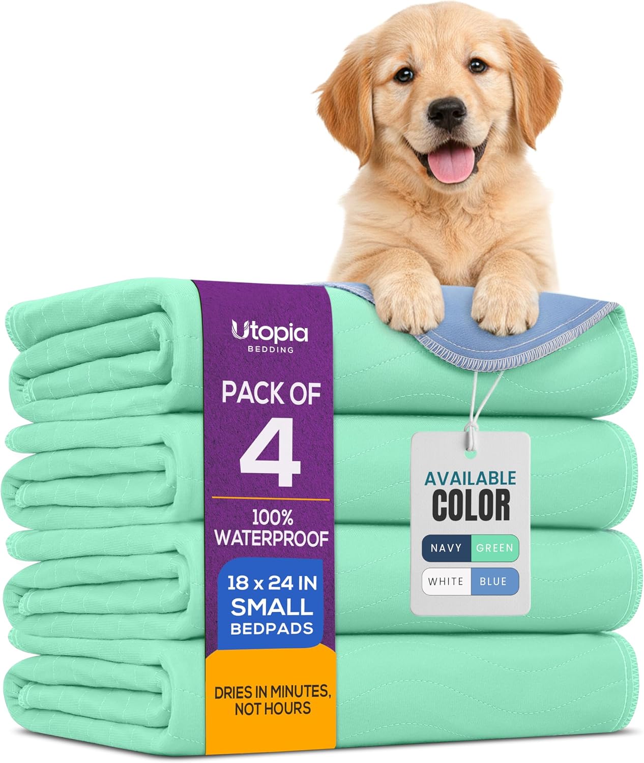 Utopia Bedding Washable Pee Pads for Dogs 34" x 36" (Pack of 4), Waterproof Incontinence Bed Pads for Adults, Elderly and Kids, Heavy Absorbency Pet Training Pads for Sofa and Couch (Green, Blue) - Image 15