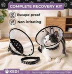 Escape proof pet wound care device with black paw print pattern