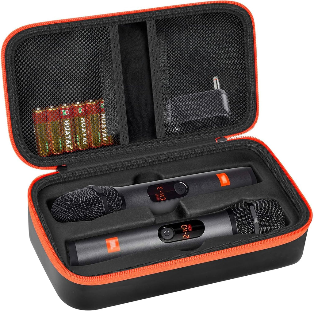 Wireless Microphone Case Compatible with JBL Wireless Two Microphone System, Handheld Dual Mic Travel Bag for Singing or Karaoke for Receivers, Adapters, AA Batteries - Image 14