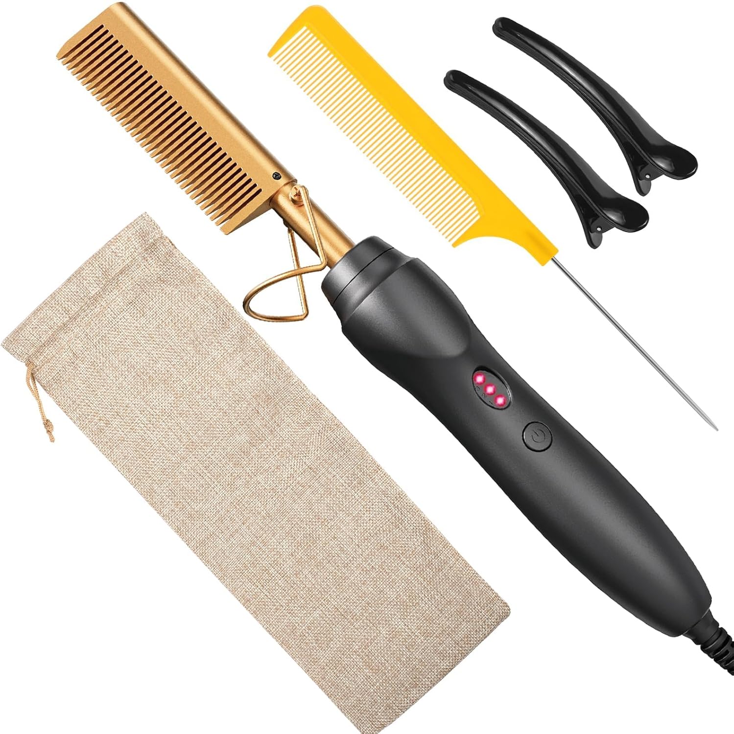 BudiGl Ceramic Electric Hot Comb hair straightener front view