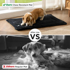 Top down view of black chew resistant dog crate mat
