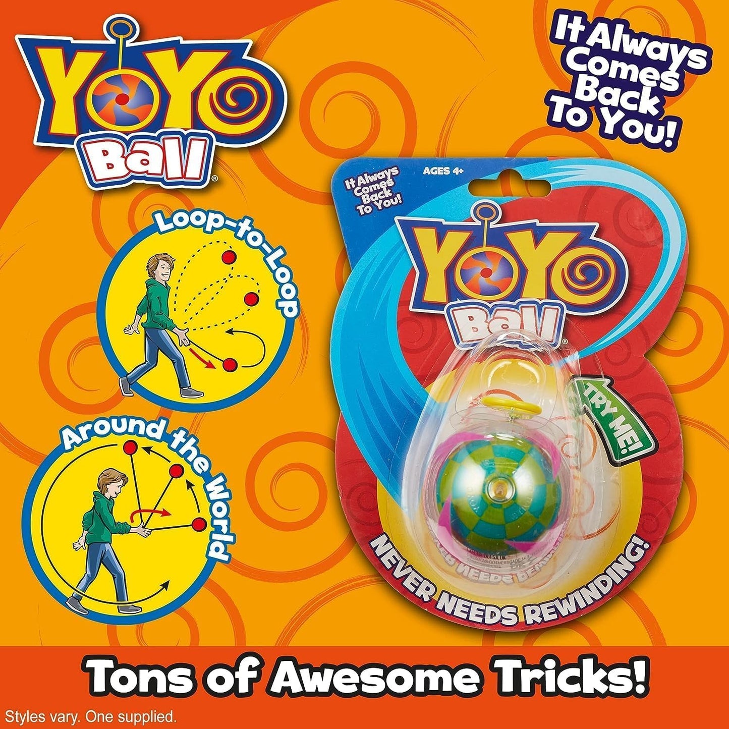 Big Time Toys Yoyo Ball front view in vibrant colors