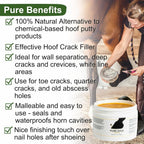 Pure Sole all natural equine putty packed into a horse hoof wall separation