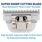 Bucchelli A series thirty wide clipper blade back view showing snap on mechanism