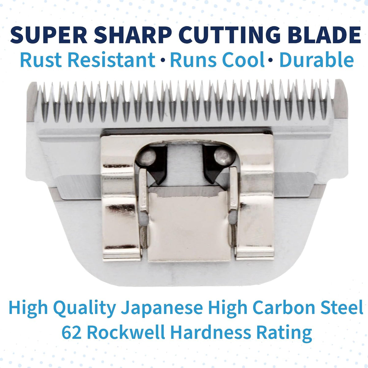 Bucchelli A series thirty wide clipper blade back view showing snap on mechanism