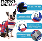 Red shark dog life preserver with heavy duty grab handle