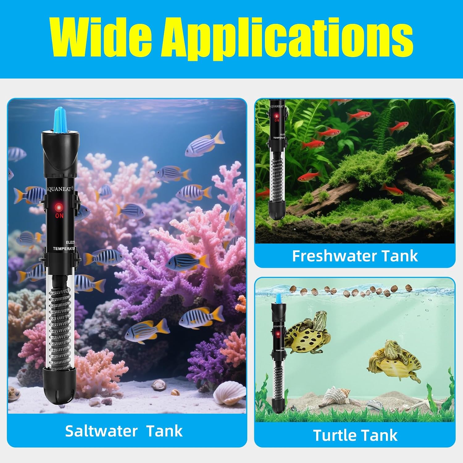 AQUANEAT Aquarium Heater, 50W Fish Tank Heater, Adjustable Submersible Water Thermostat with Thermometer - Image 9