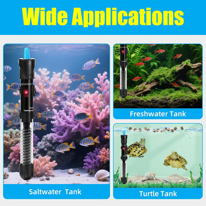 AQUANEAT Aquarium Heater, 50W Fish Tank Heater, Adjustable Submersible Water Thermostat with Thermometer - Image 9