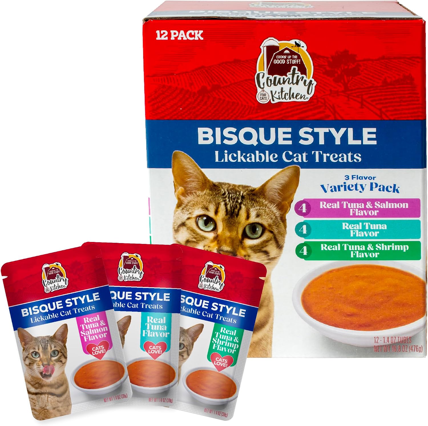 Country Kitchen Puree Lickable Cat Treats, 3 Flavor Variety Pack, Tuna, Salmon and Chicken, Made with Real Meat, 5 oz Tubes, 20 Count - Image 10