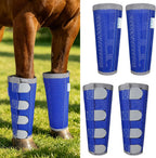 OaheLake Reflective Horse Fly Boots front view showing the four blue mesh leg wraps.