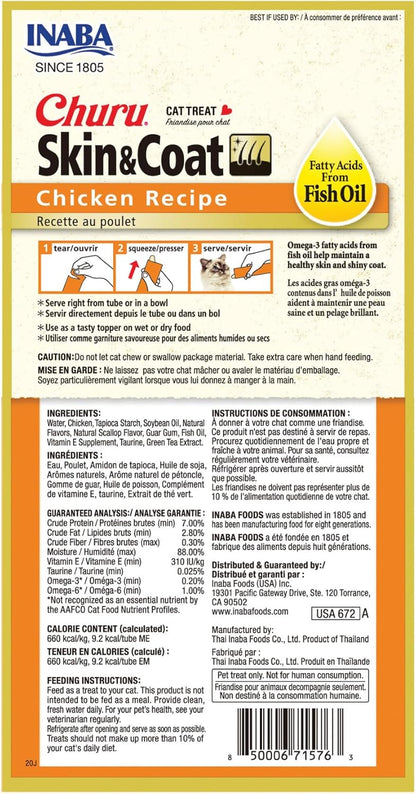 Functional benefits of Inaba Churu skin and coat formula