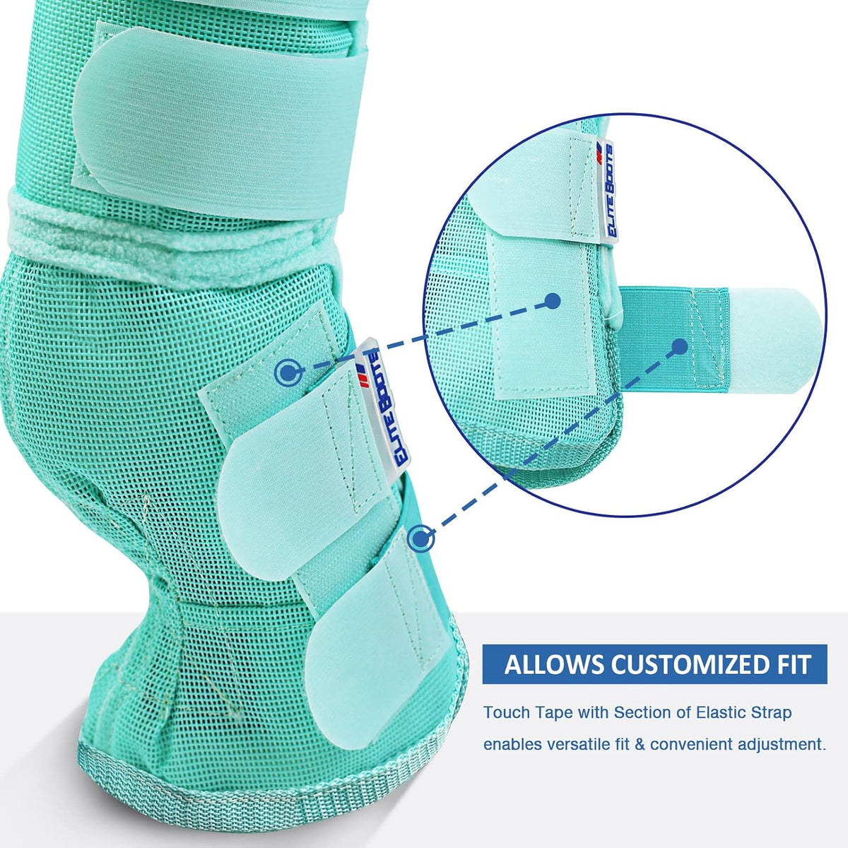 Harrison Howard contoured fly boots close up view of fleece edges