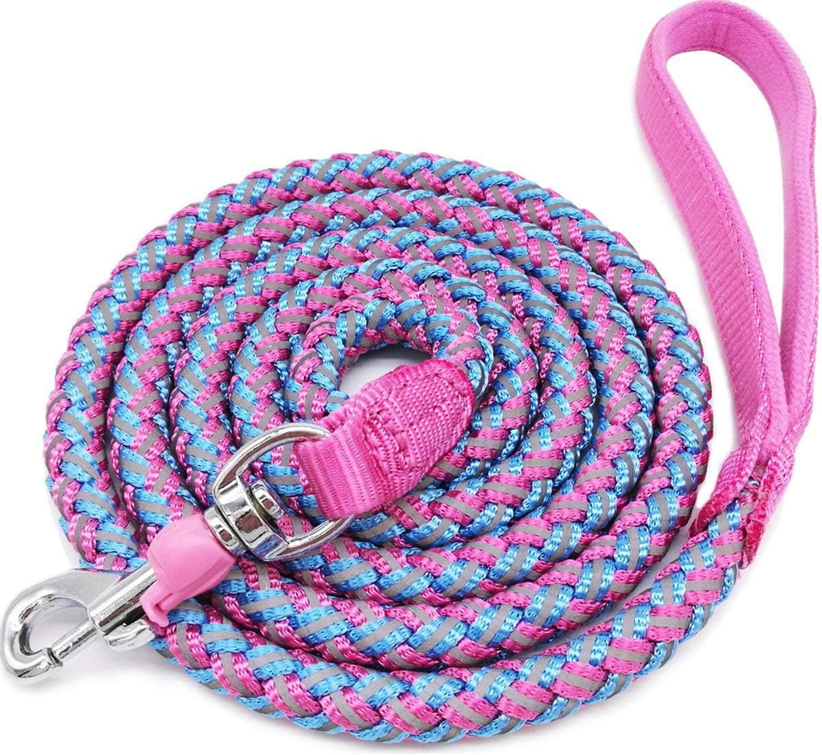 2/3/4/6/10 Foot Reflective Dog Leash Strong Nylon Rope Braided Heavy Duty for Large and Medium Small Dogs Walking Training Leads (Black, 3ft * 1/2") - Image 12