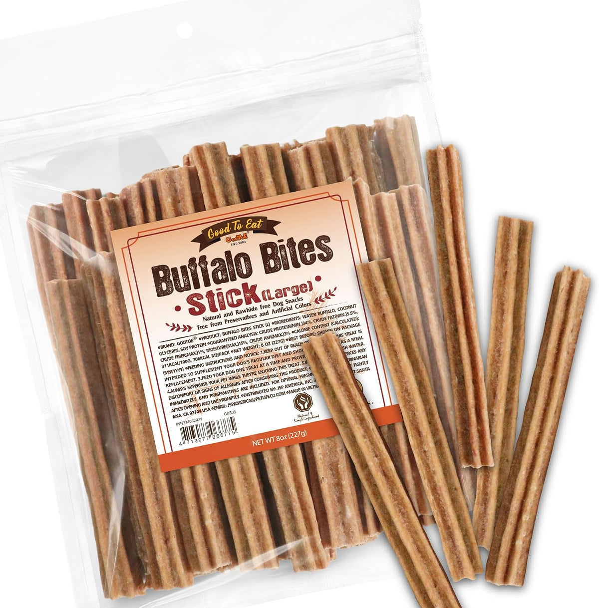 Gootoe Natural Buffalo Dog Treats, Stick (Large), 1.5 lb | Low-fat chews for training rewards, limited ingredient, for medium dogs - Image 13