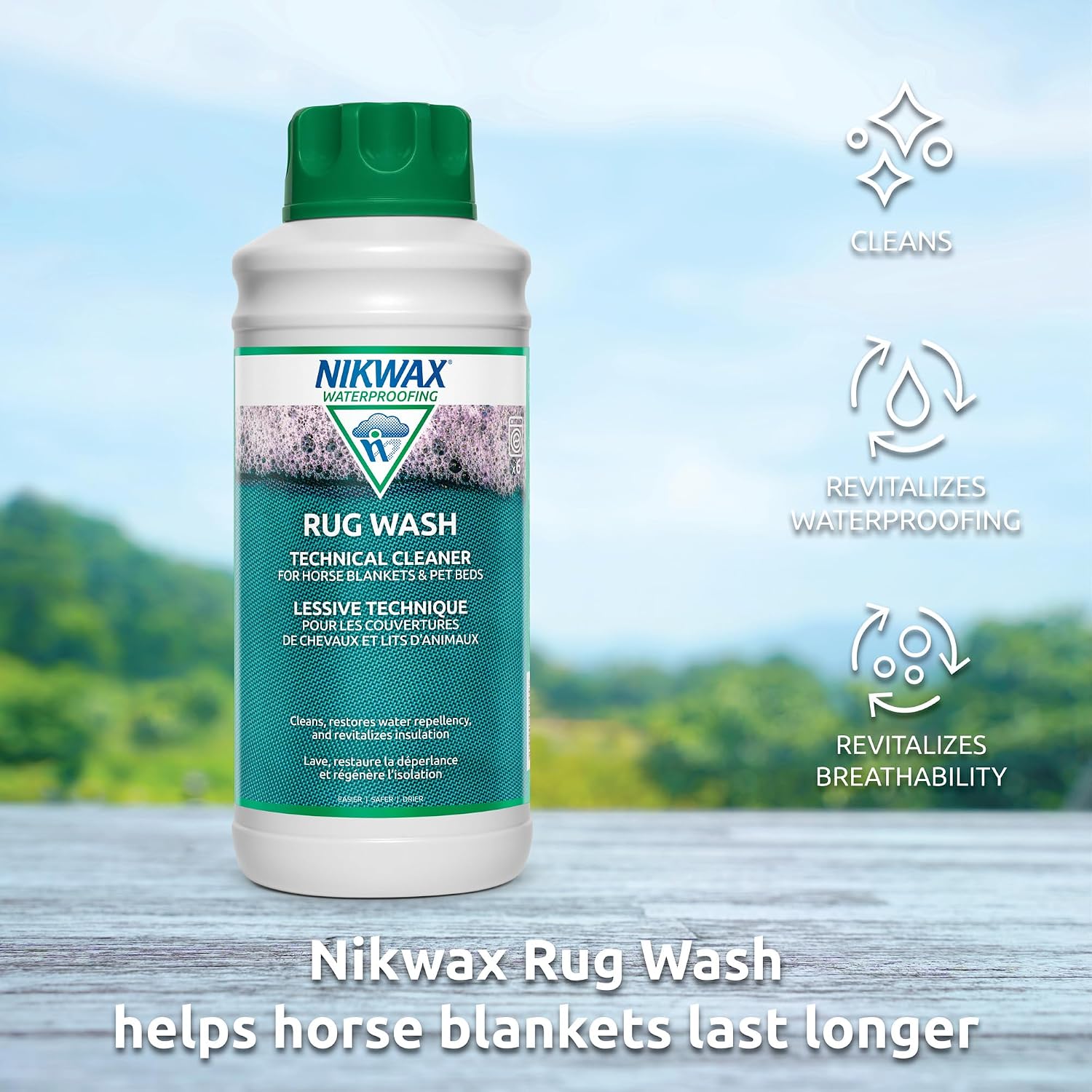 Back label showing instructions for Nikwax horse rug wash