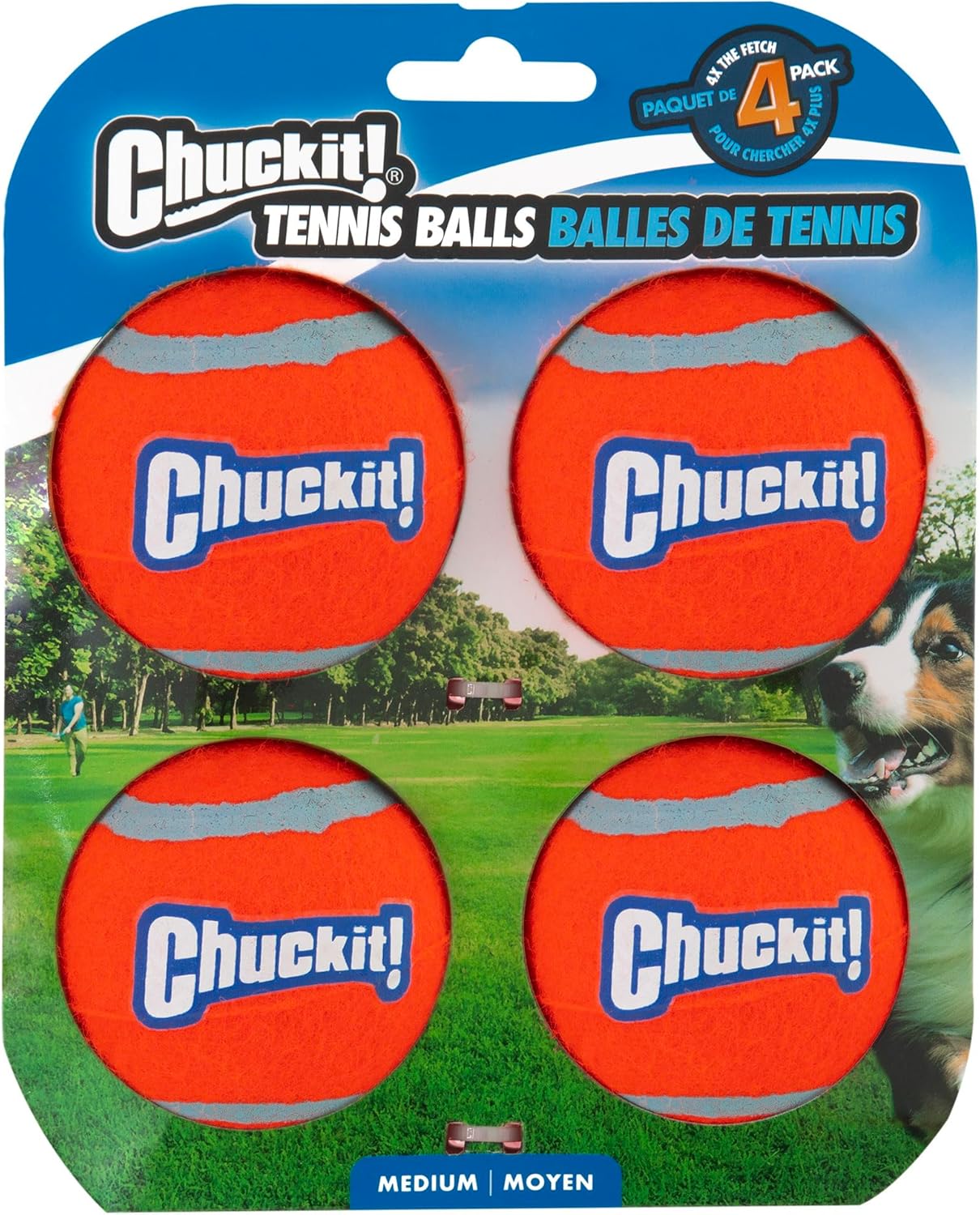 Chuckit! tennis ball pack of 4 retail packaging