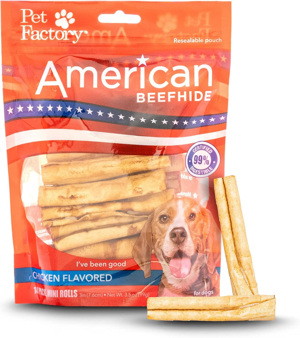 Pet Factory American Beefhide 3-3.5" Mini Rolls Dog Chew Treats - Natural Flavor, 14 Count/1 Pack - Image 13