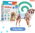 Medium size disposable dog belly bands for male dogs with eighteen to twenty-five inch waist size.
