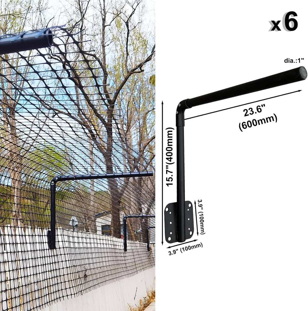 50FT Cat-Proof Fence Topper System 24" Horizontal Outreach Steel Extender Anti-Climb Conversion Kit for Brick/Wood/Vinyl/Metal Fences Pet Safe Barrier (Mesh and Arms Kit) Upgrade - Image 4
