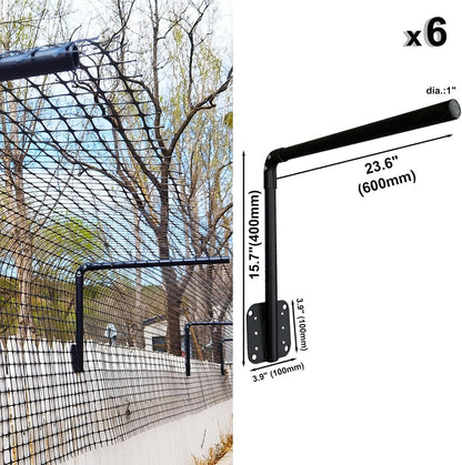 50FT Cat-Proof Fence Topper System 24" Horizontal Outreach Steel Extender Anti-Climb Conversion Kit for Brick/Wood/Vinyl/Metal Fences Pet Safe Barrier (Mesh and Arms Kit) Upgrade - Image 4