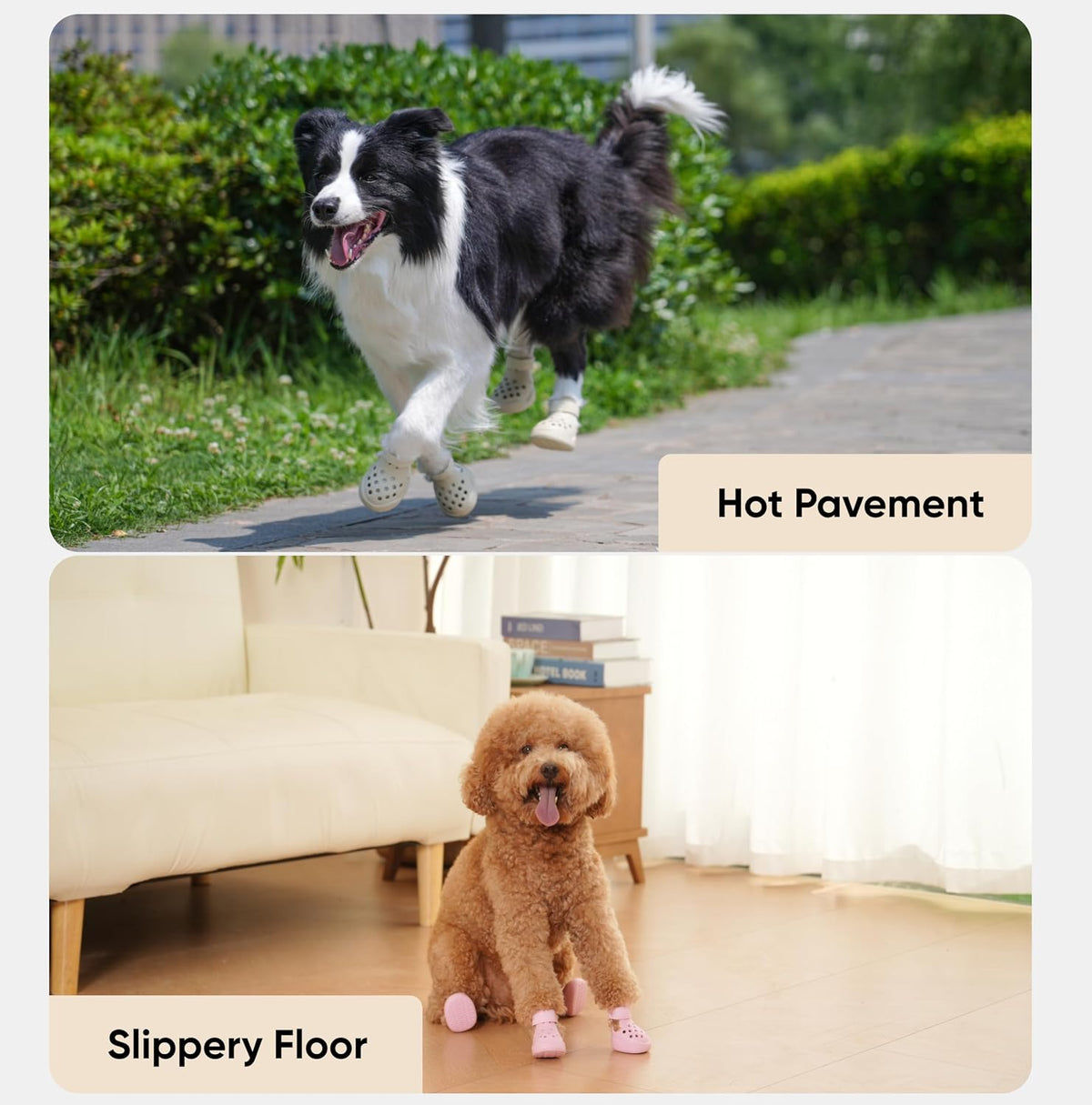 Dog Shoes: Non-Slip Waterproof Sandals for Hot Pavement, Breathable Perforated Boots, Large/Medium/Small Sizes, Ideal Paw Protector, Outdoor Clog Booties (Beige, Size 5) - Image 9