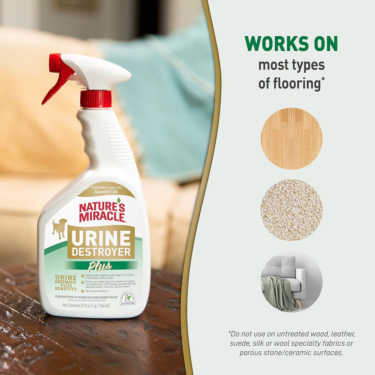 Nature's Miracle Urine Destroyer Plus for Dogs, Enzymatic Formula for Severe Dog Urine Stains, 32 oz - Image 7