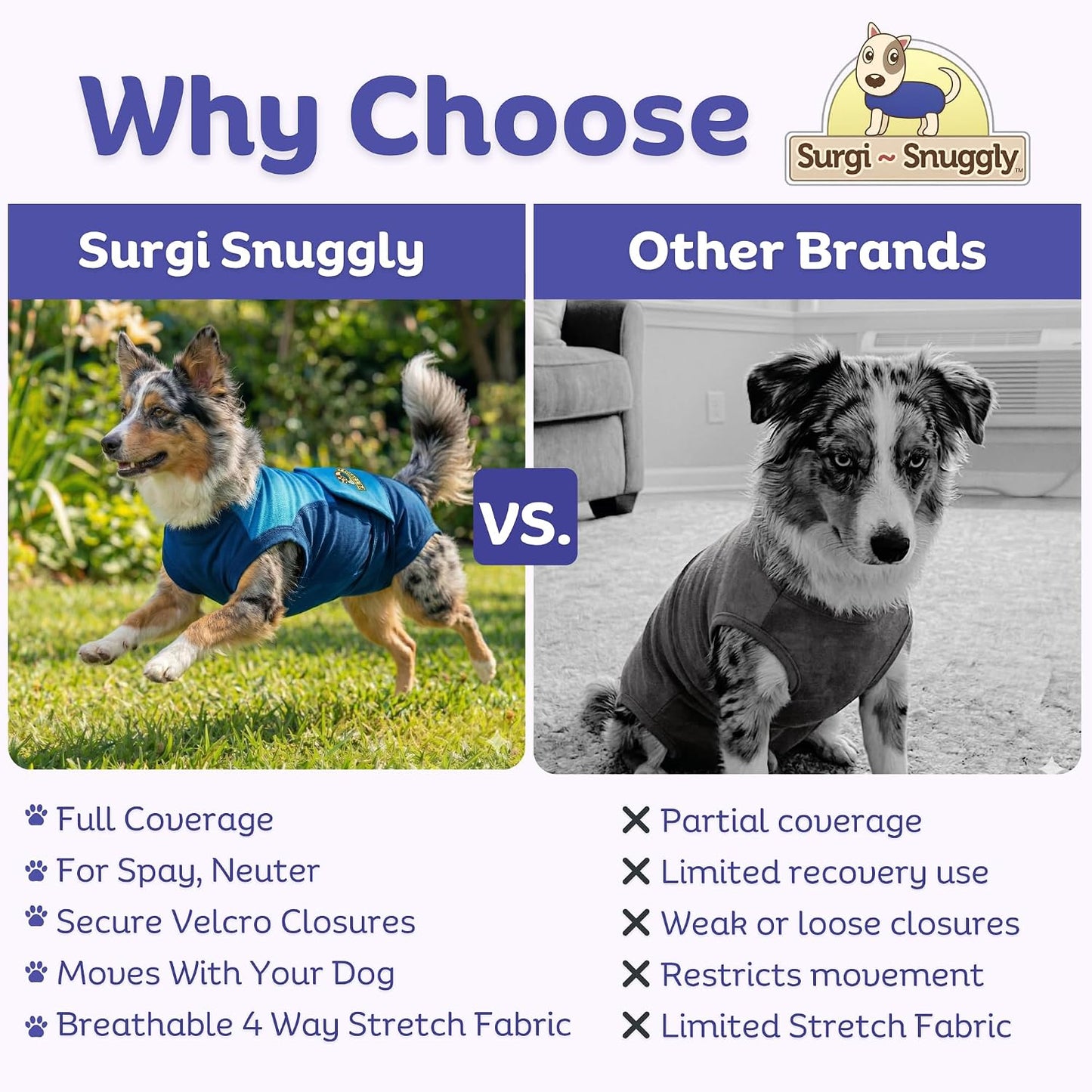 Surgi Snuggly authentic USA imported canine medical onesie packaging details