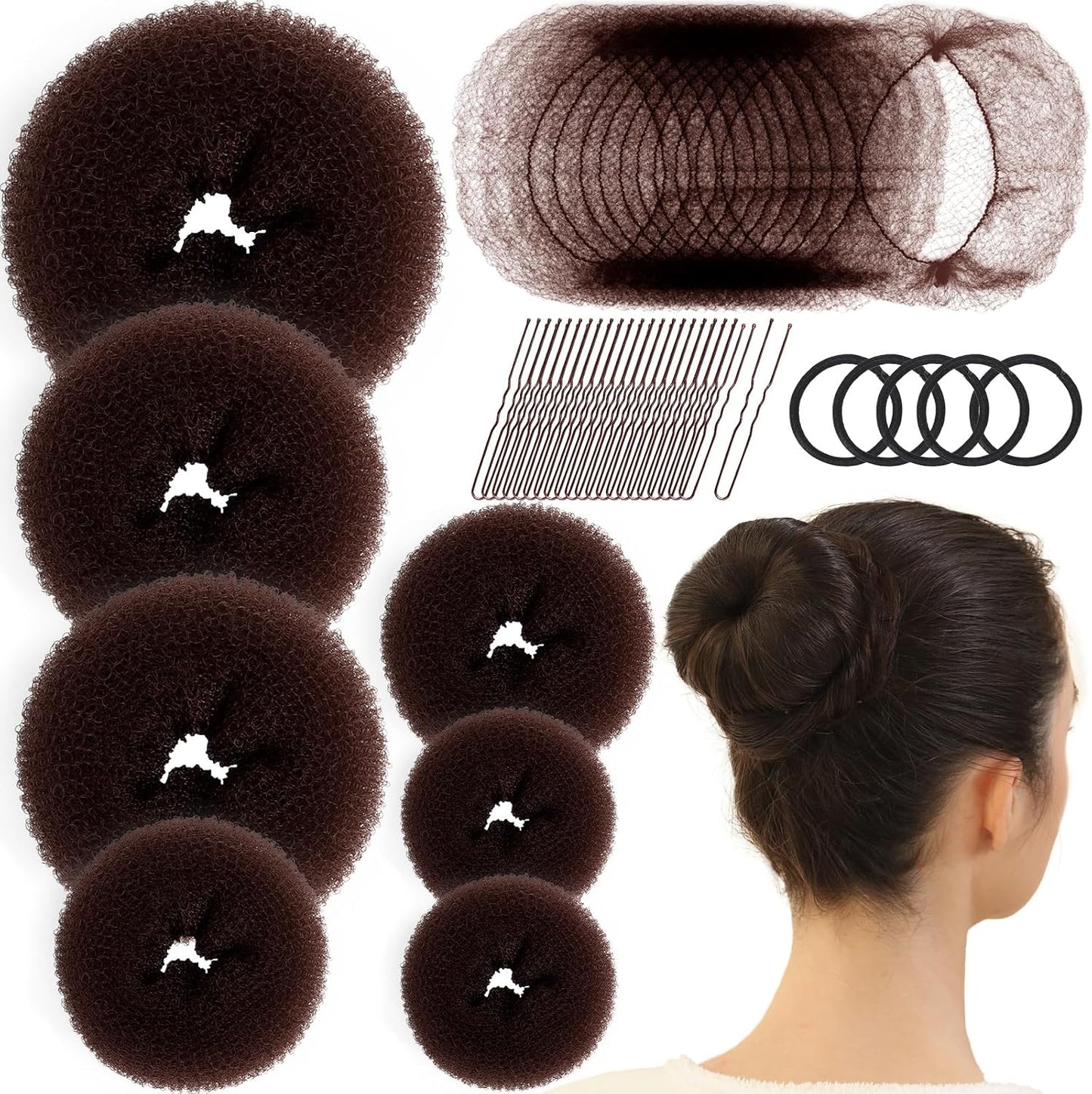 Fandamei hair bun maker set front view with 42 total pieces