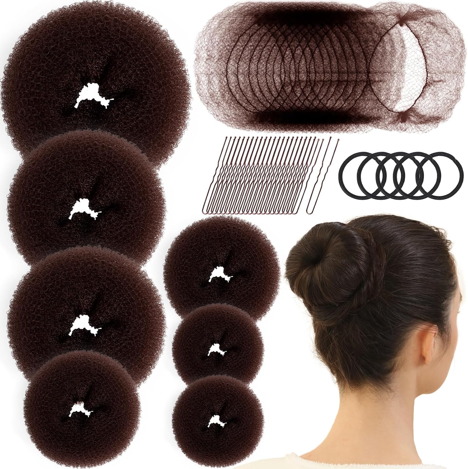 Fandamei hair bun maker set front view with 42 total pieces
