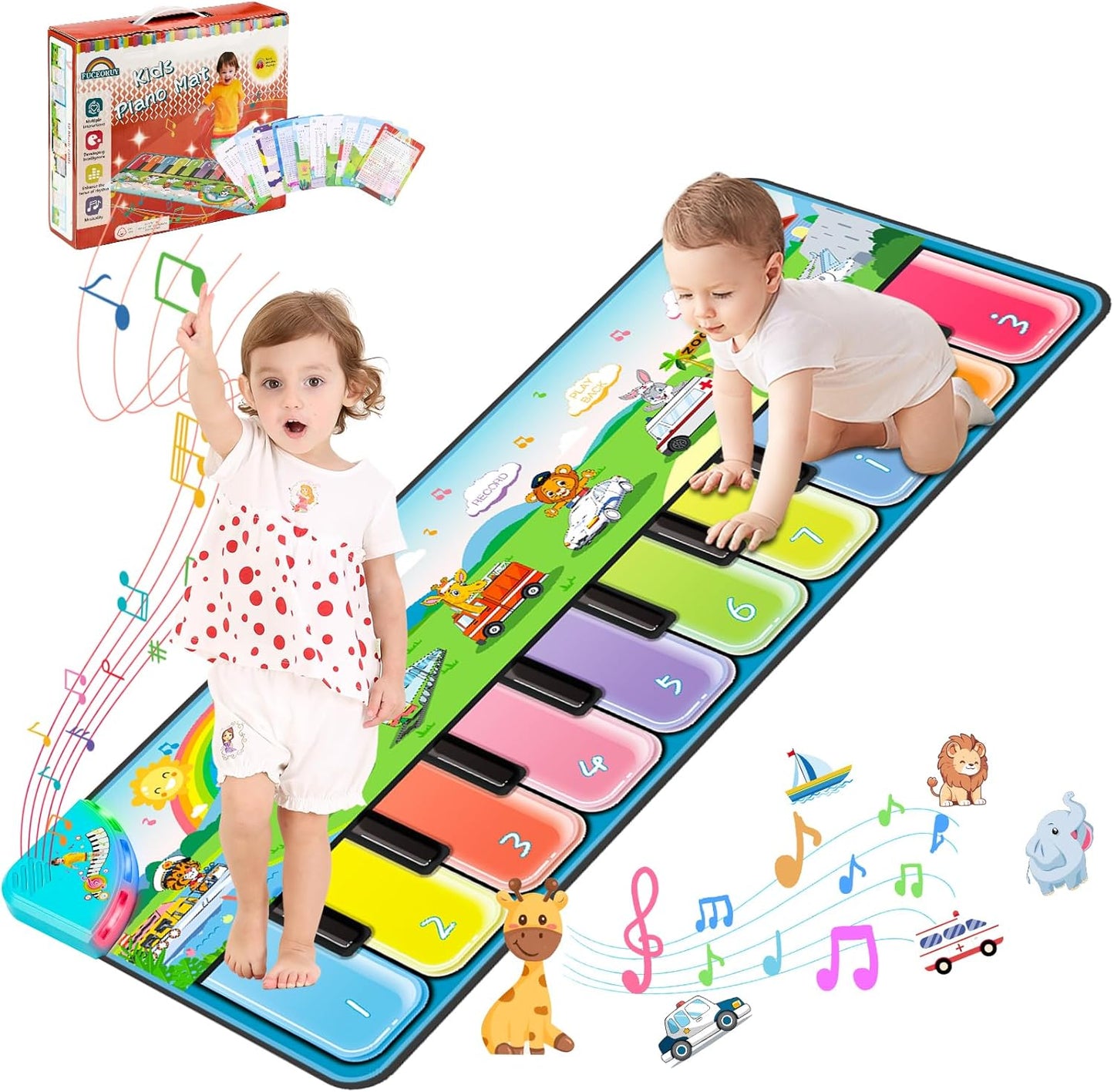 Fuceoruy piano mat musical toy for toddlers front view