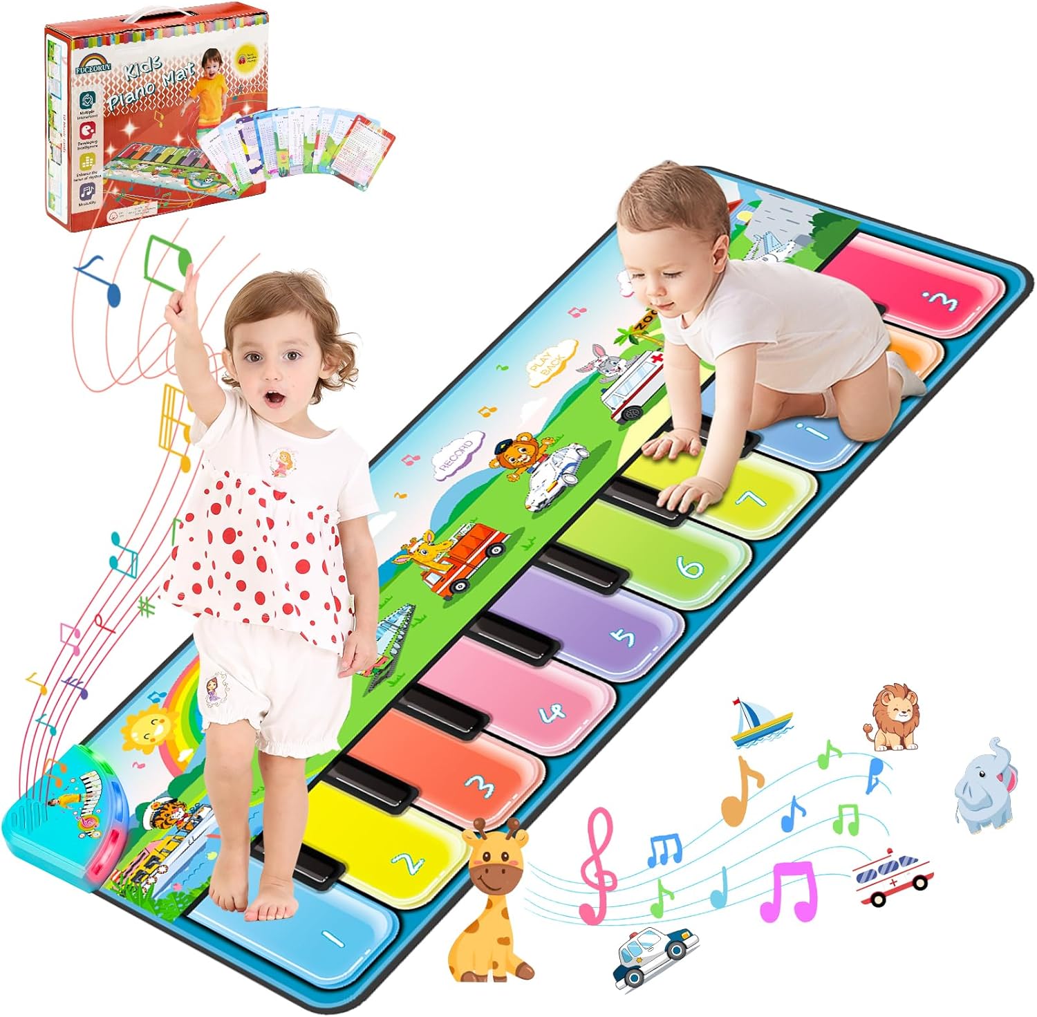 Fuceoruy piano mat musical toy for toddlers front view