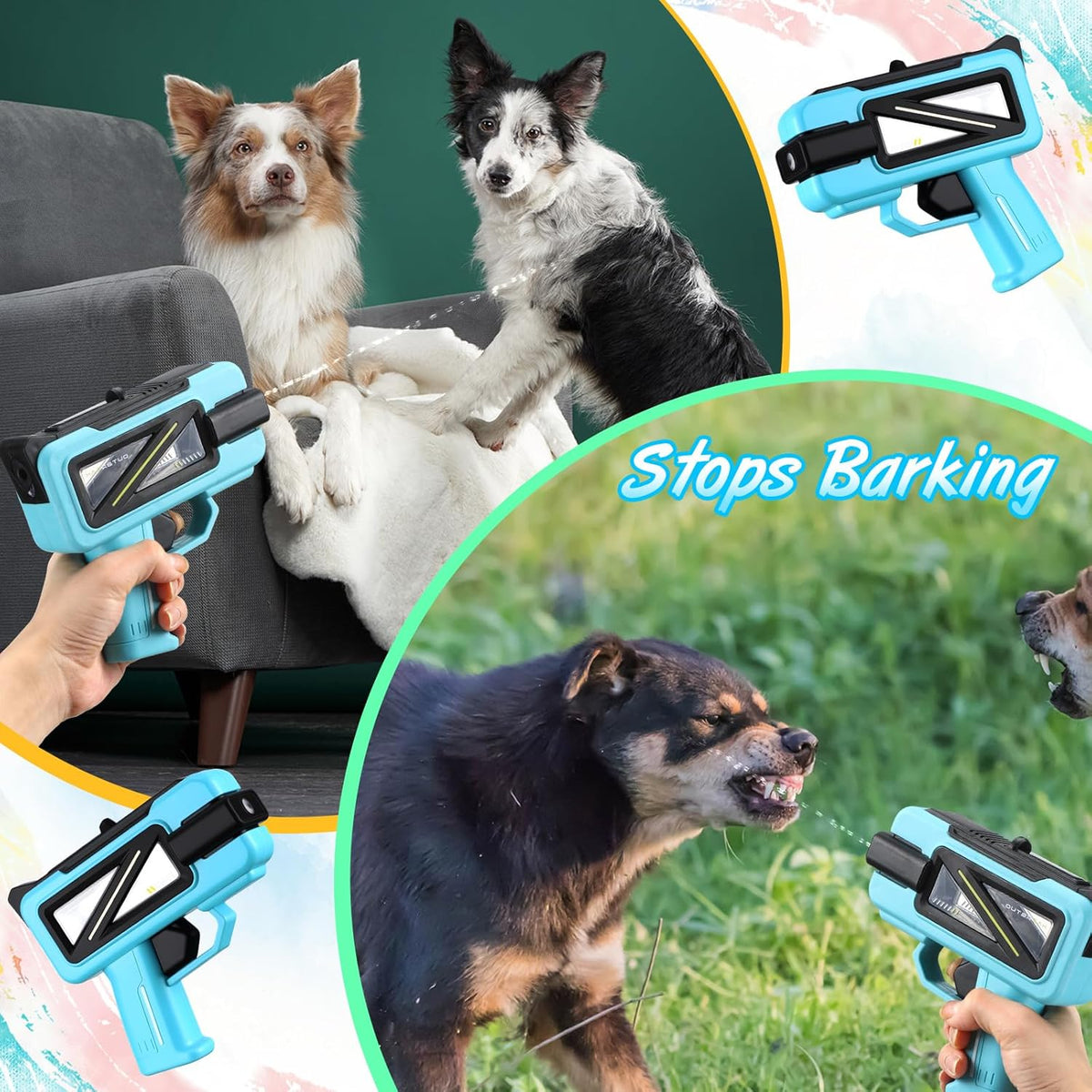 Two pack set of Geelin humane pet correction water sprayers displayed together