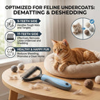 Vivanchor pet deshedding brush effectively removing loose undercoat hair from a fluffy cat