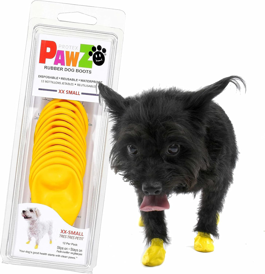 PawZ Rubber Dog Boots for Medium Paws - All-Weather Waterproof Dog Shoes, Anti-Slip Traction for Rain, Snow, Mud & Hot Pavement - Pull-On Dog Booties, Blue - Medium (2.5" - 3") - Pack of 12 - Image 14